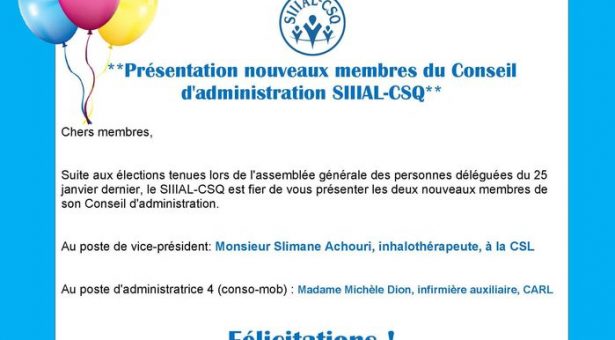 AVIS D’ÉLECTION au Conseil d’administration du SIIIAL-CSQ – 2023
