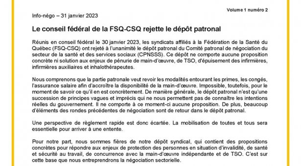INFO-NÉGO – Volume 1 Numéro 2 – 31 janvier 2023